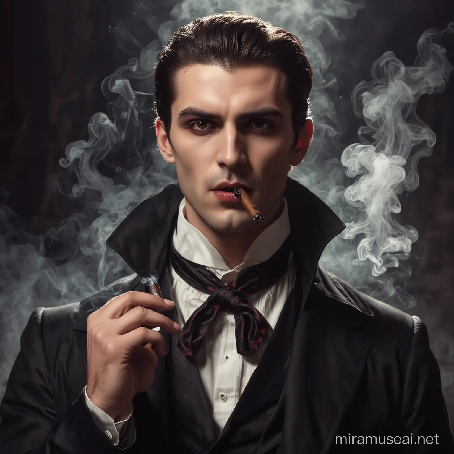 Stylish Vampire Smoking a Cigar