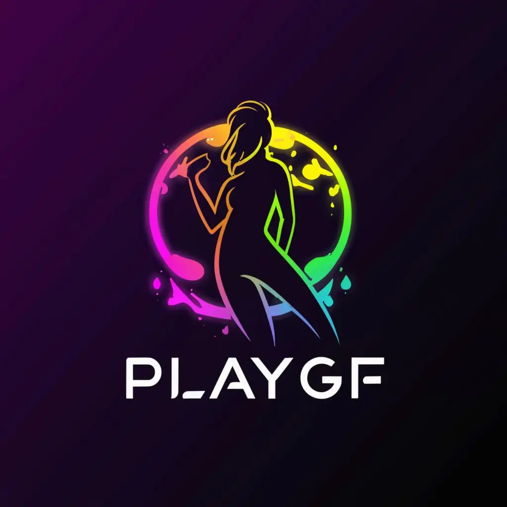 a logo design,with the text "playgf", main symbol:cam girl,Moderate,clear background