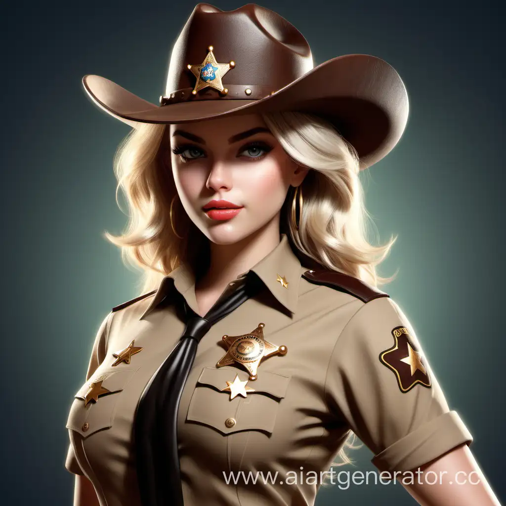 Sheriff-Beautiful-Girl-in-Western-Landscape