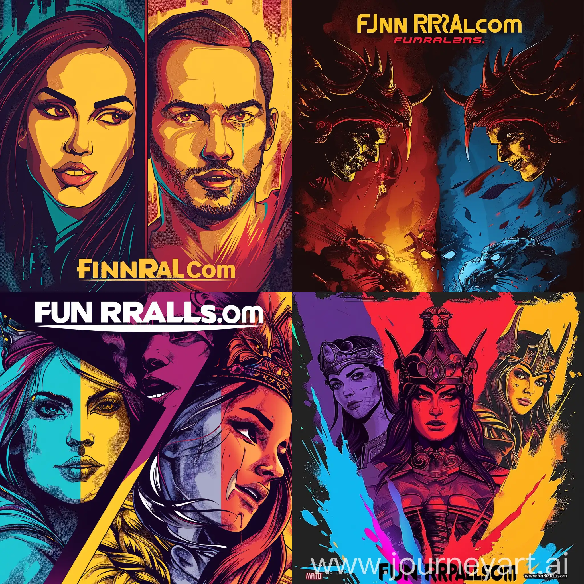poster for FunRivals.com company with they logo and website, use their colours