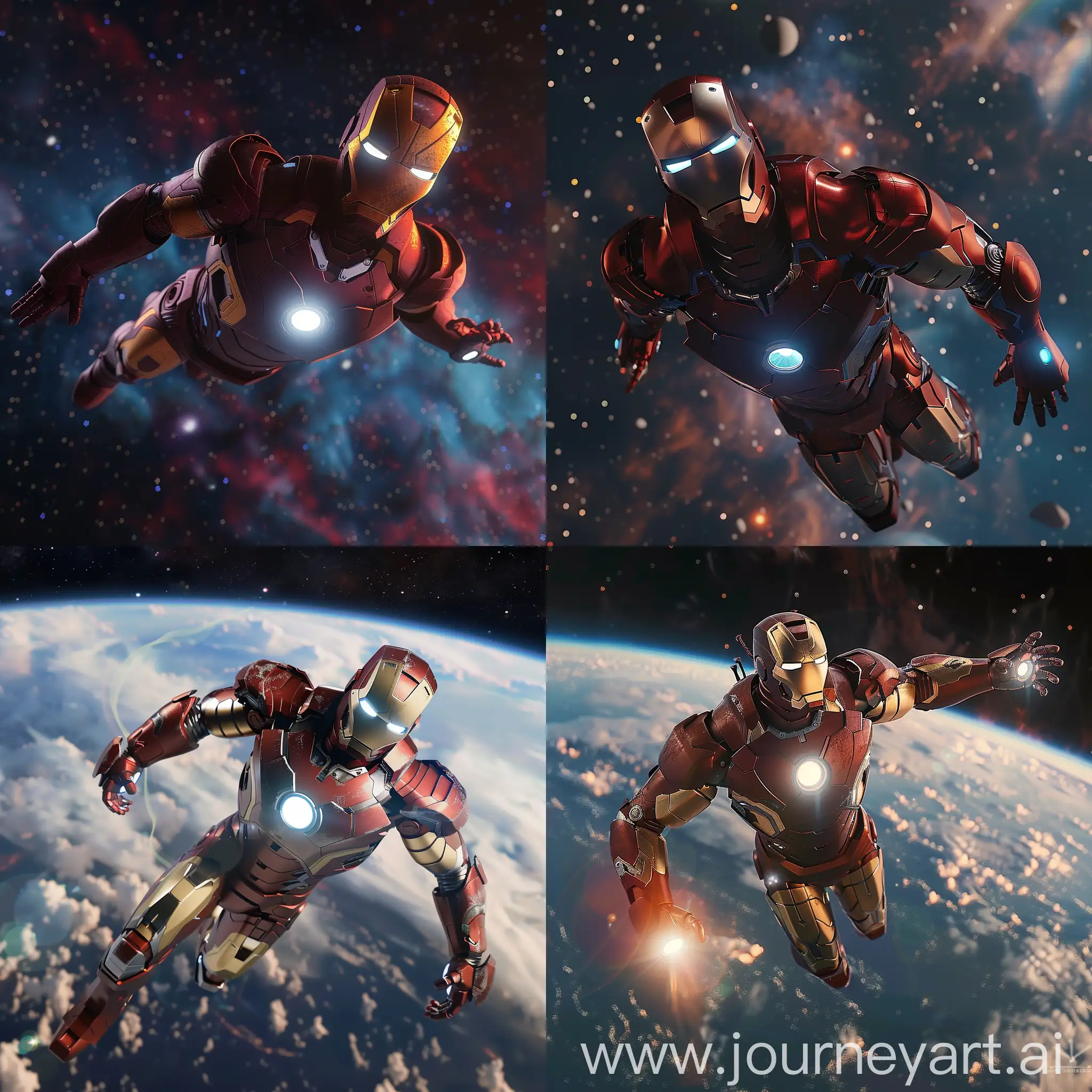 3d ironman flying to space