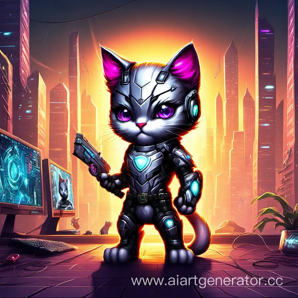 Adorable-Cyber-Games-Kitten-Hero-in-Action