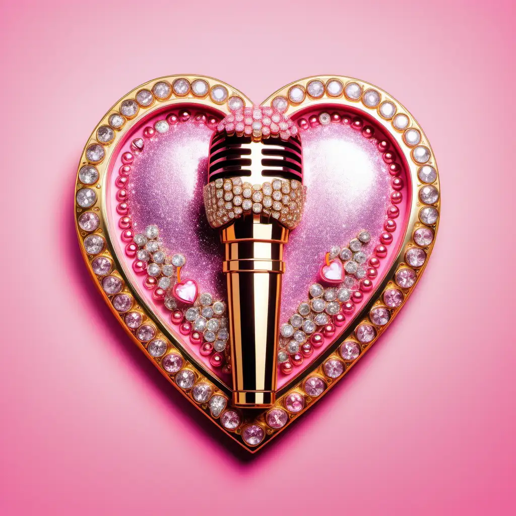 Luxurious Pink and Yellow Bling Microphone with AKANIKKII Brand Logo