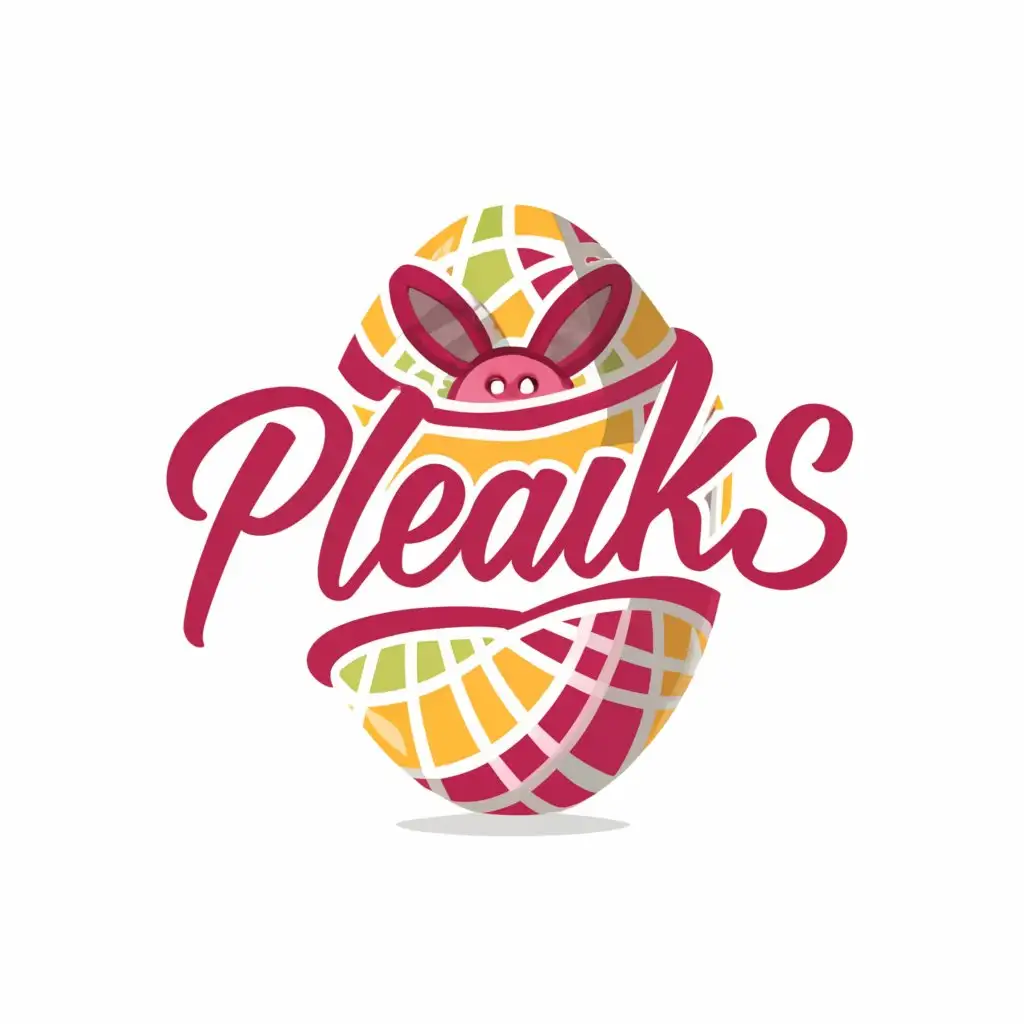 a logo design,with the text "PLEAKS", main symbol:Easter Eggs  Easter bunny Easter,complex,clear background