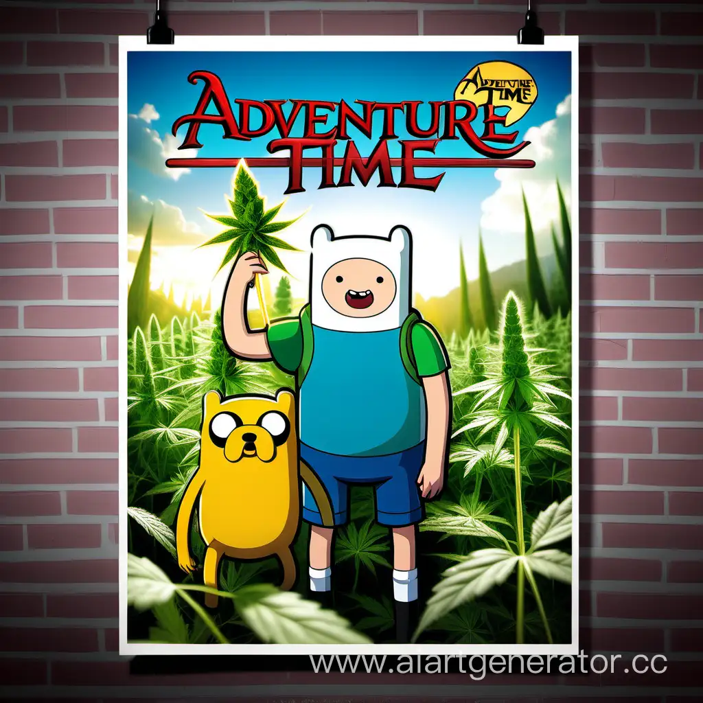 Adventure time super realistic Advertising  weed Poster 
For drug shop 
 Finn and Jake  