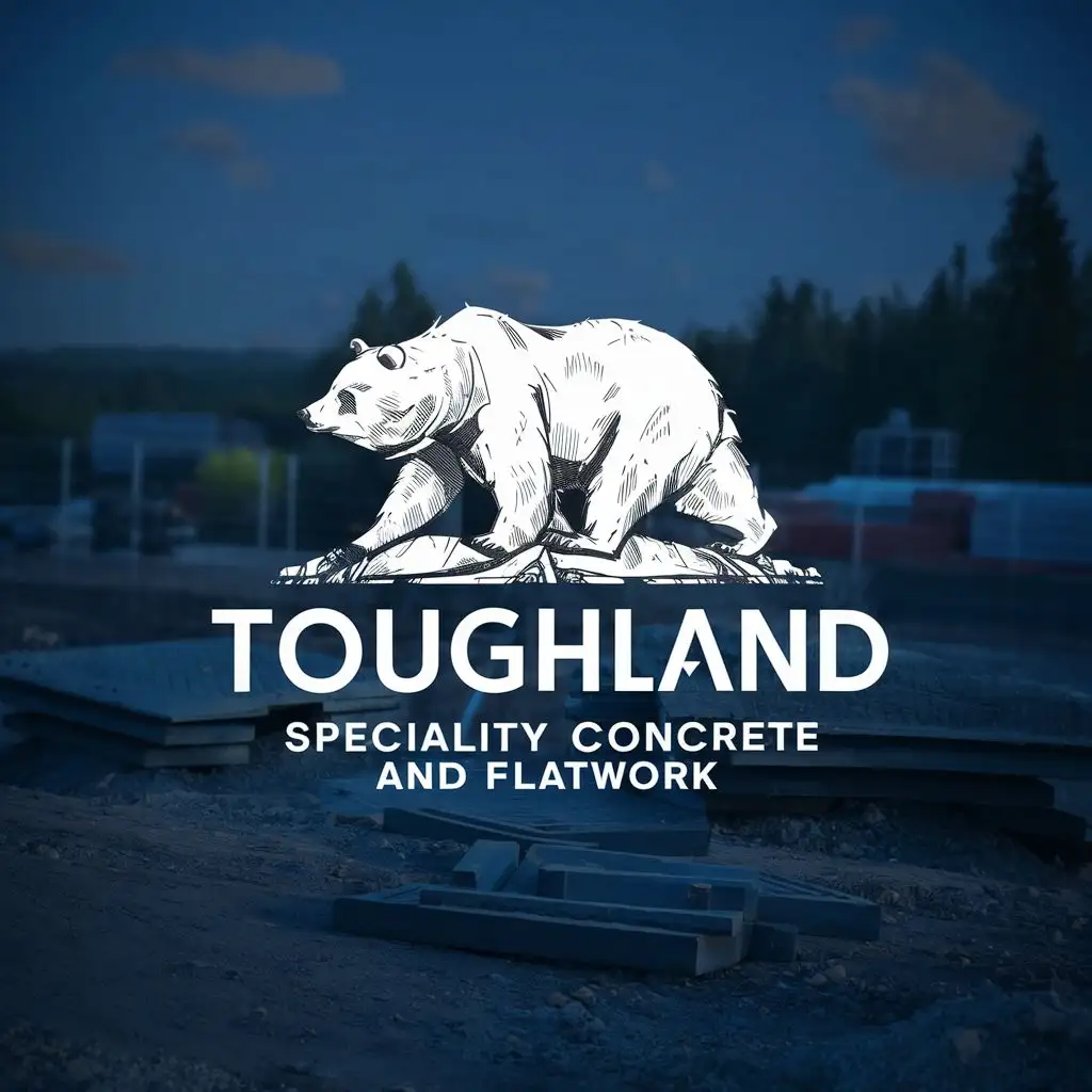 logo, Bear on tough ground, with the text "Toughland Speciality Concrete and Flatwork", typography, be used in Construction industry
