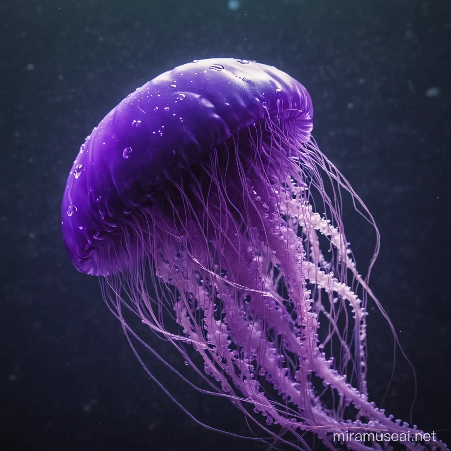 Vibrant Purple Jellyfish Floating in Ocean Waters