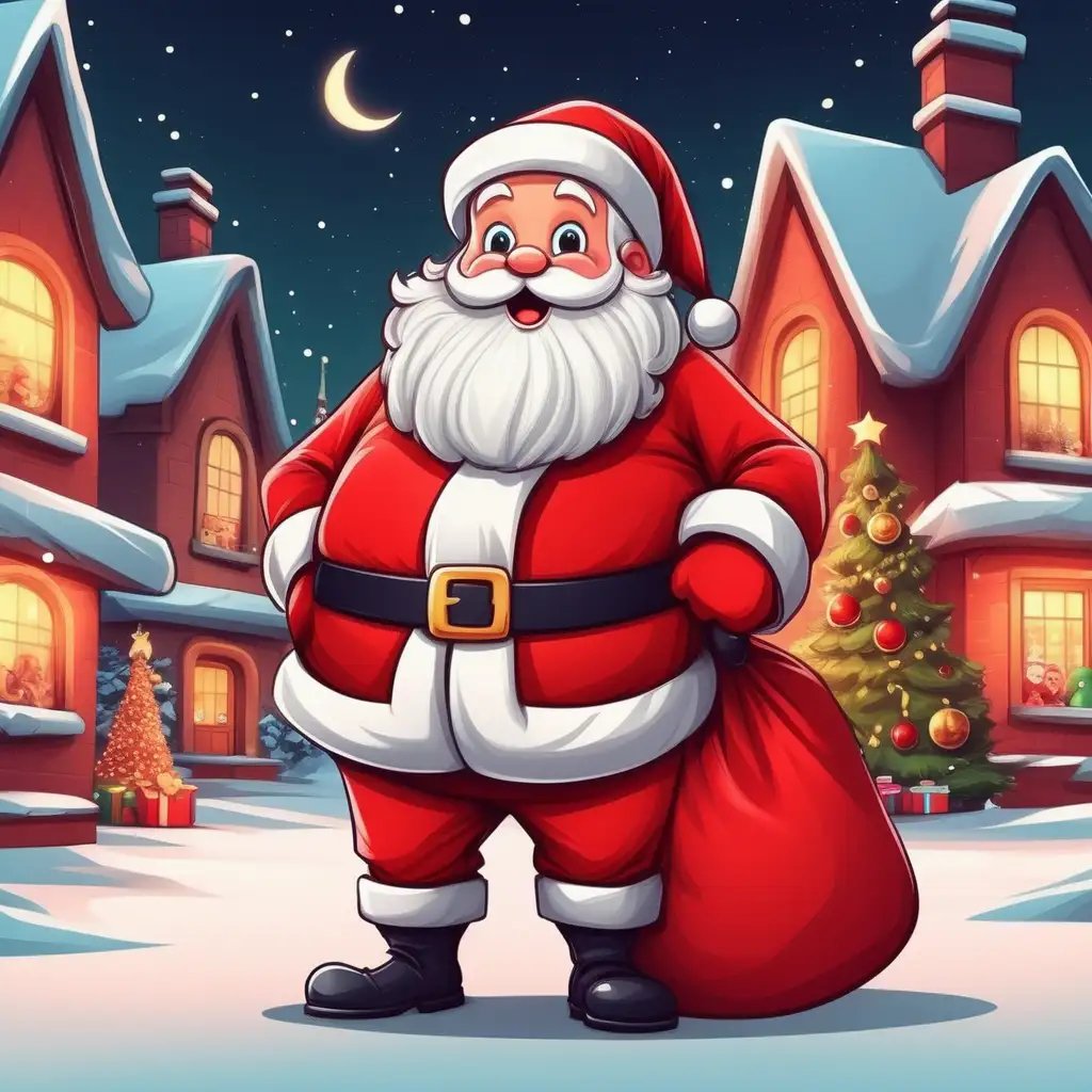 Cheerful Santa Claus Cartoon Spreading Holiday Joy
