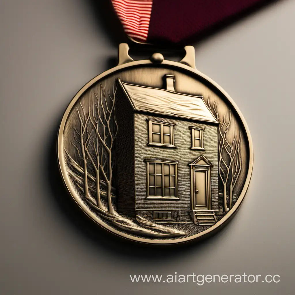 медаль с изображением дома внутри