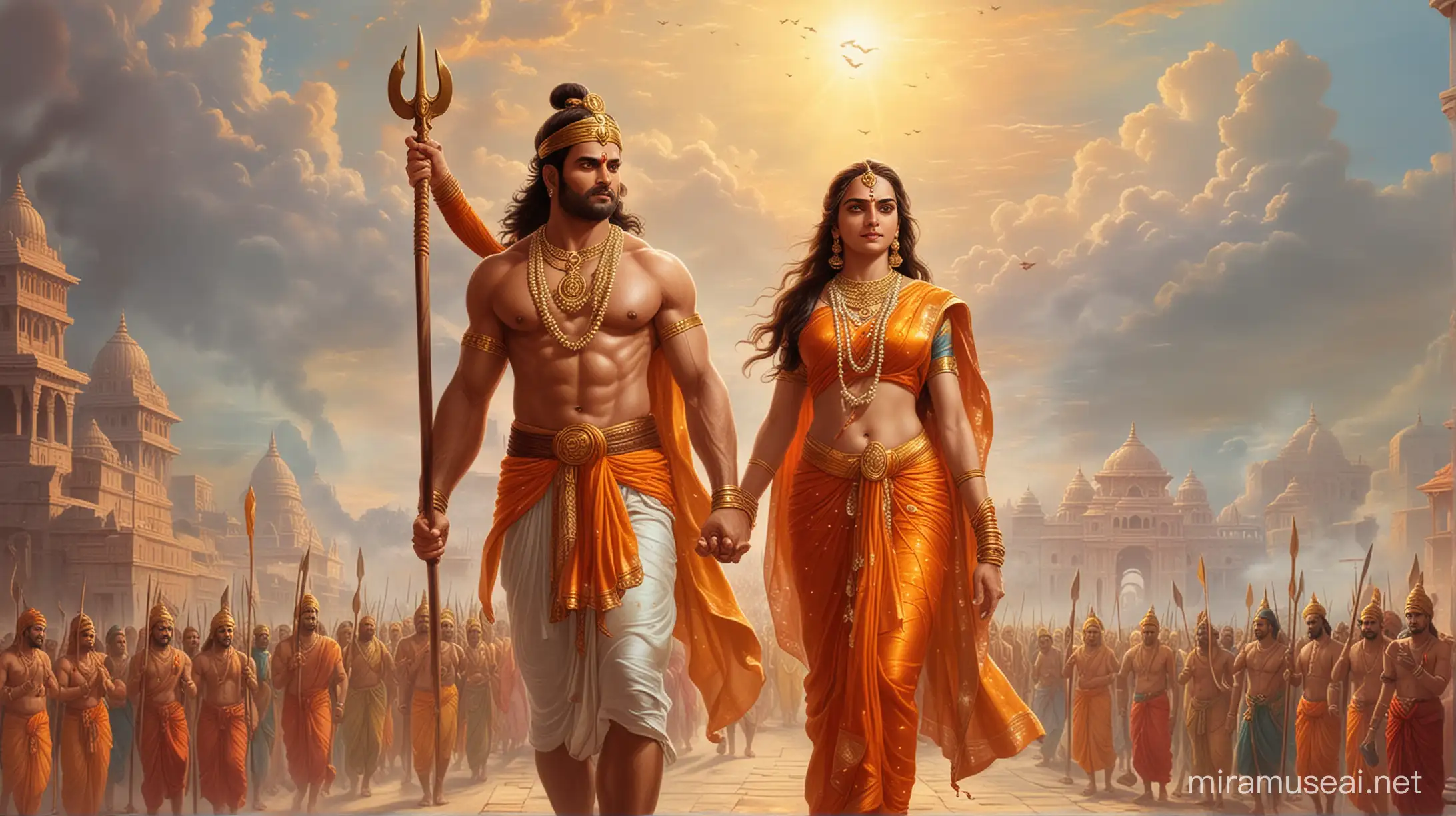 Lord Ram and Sita Returning to Ayodhya Celebration