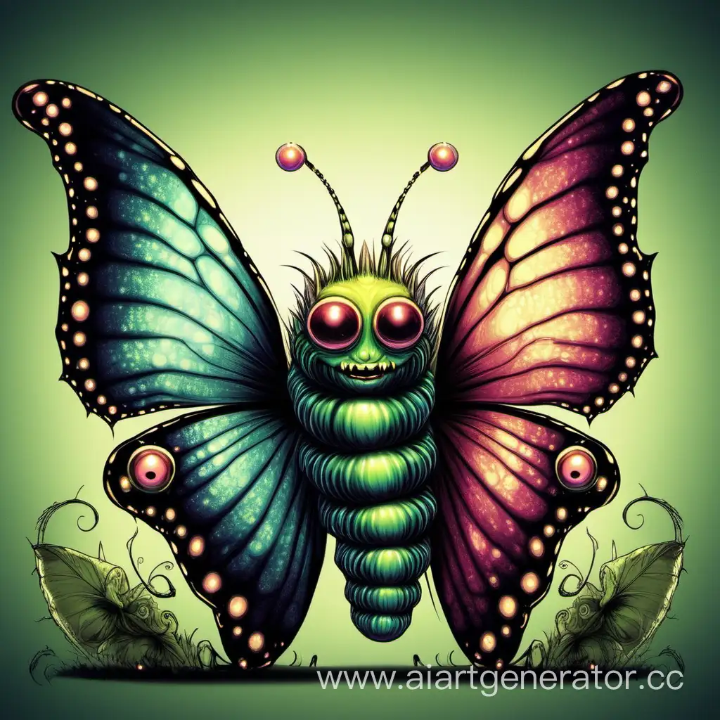 Божественная гусеница, полу бабочка, монстр