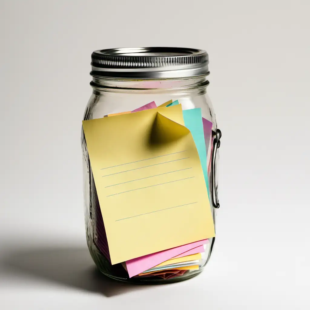 mason jar with folded up notes in it