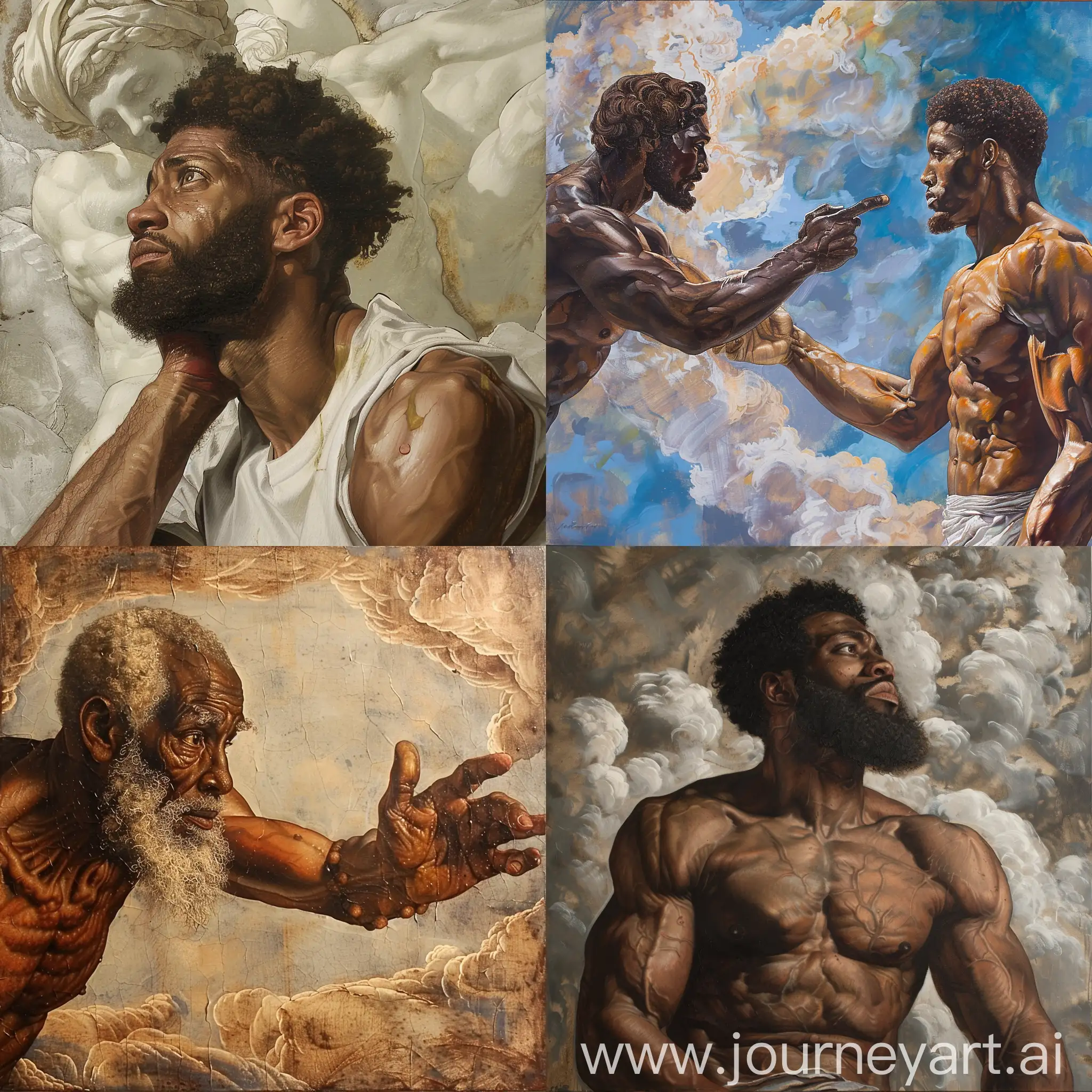 creation of adam painting as african american