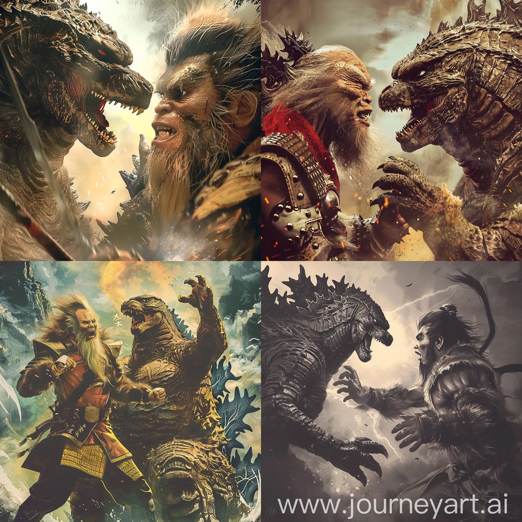 Epic-Battle-Godzilla-Clash-with-Wukong-in-a-Fiery-Showdown