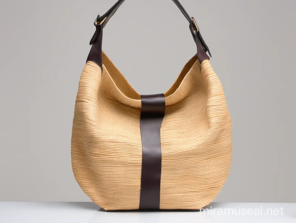 Handcrafted Rafia Hobo Bags with Leather Straps