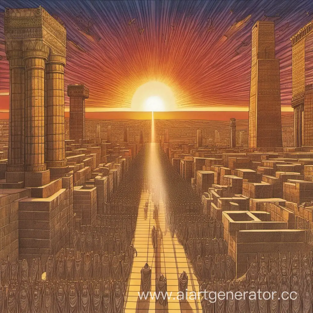 Mesmerizing-Dawn-of-Babylon-Skyline-with-Ancient-Structures