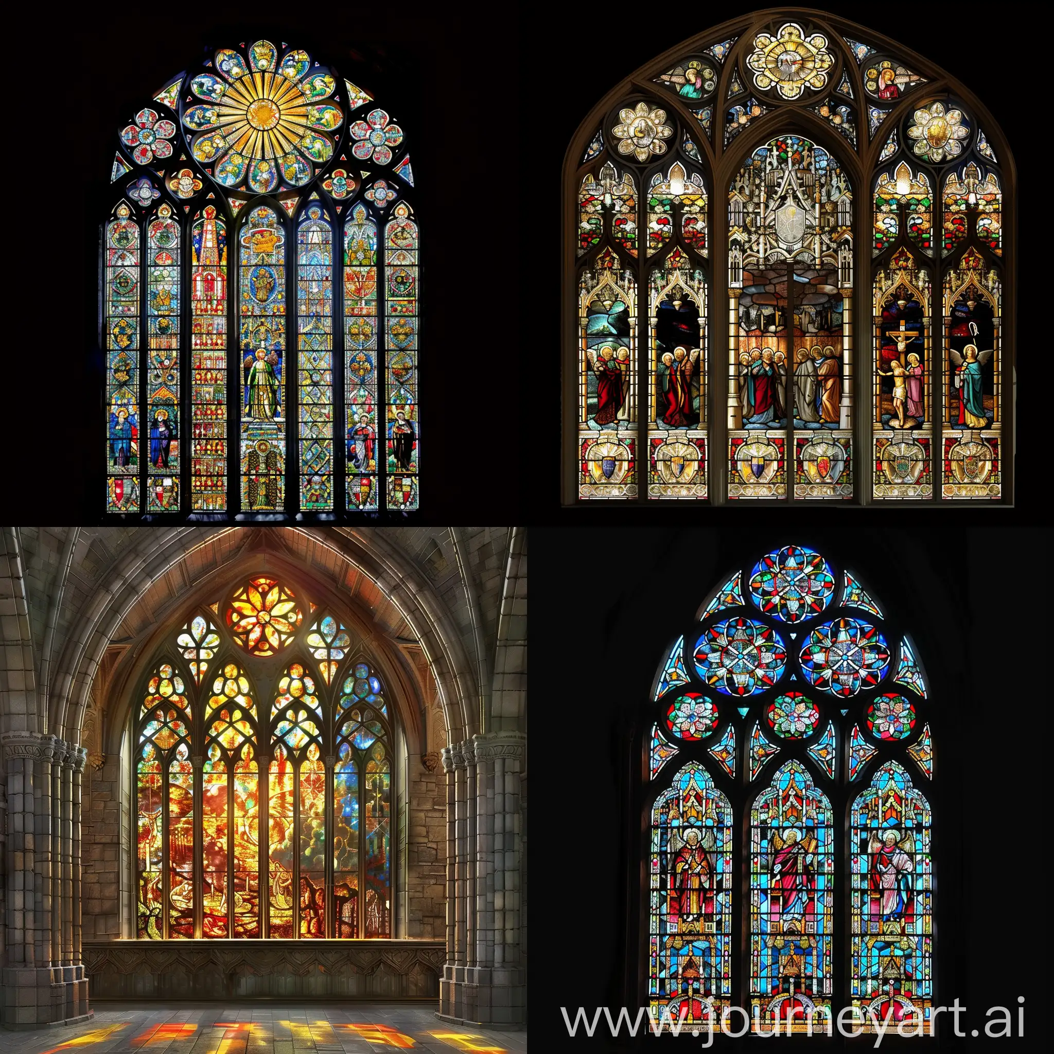 Gothic-Cathedral-Stained-Glass-depicting-The-Passion-According-to-Matthew