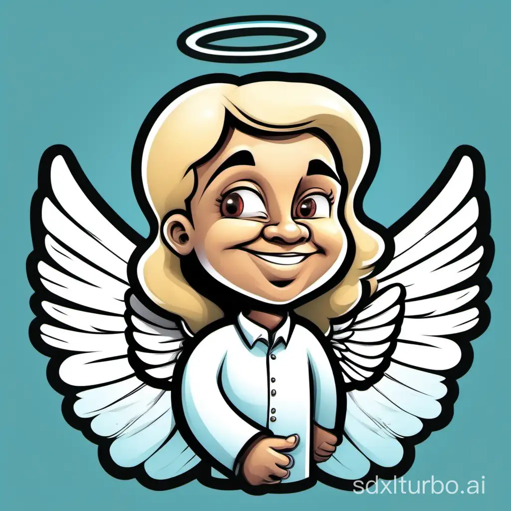 digital cartoon-style caricature of a guardian angel