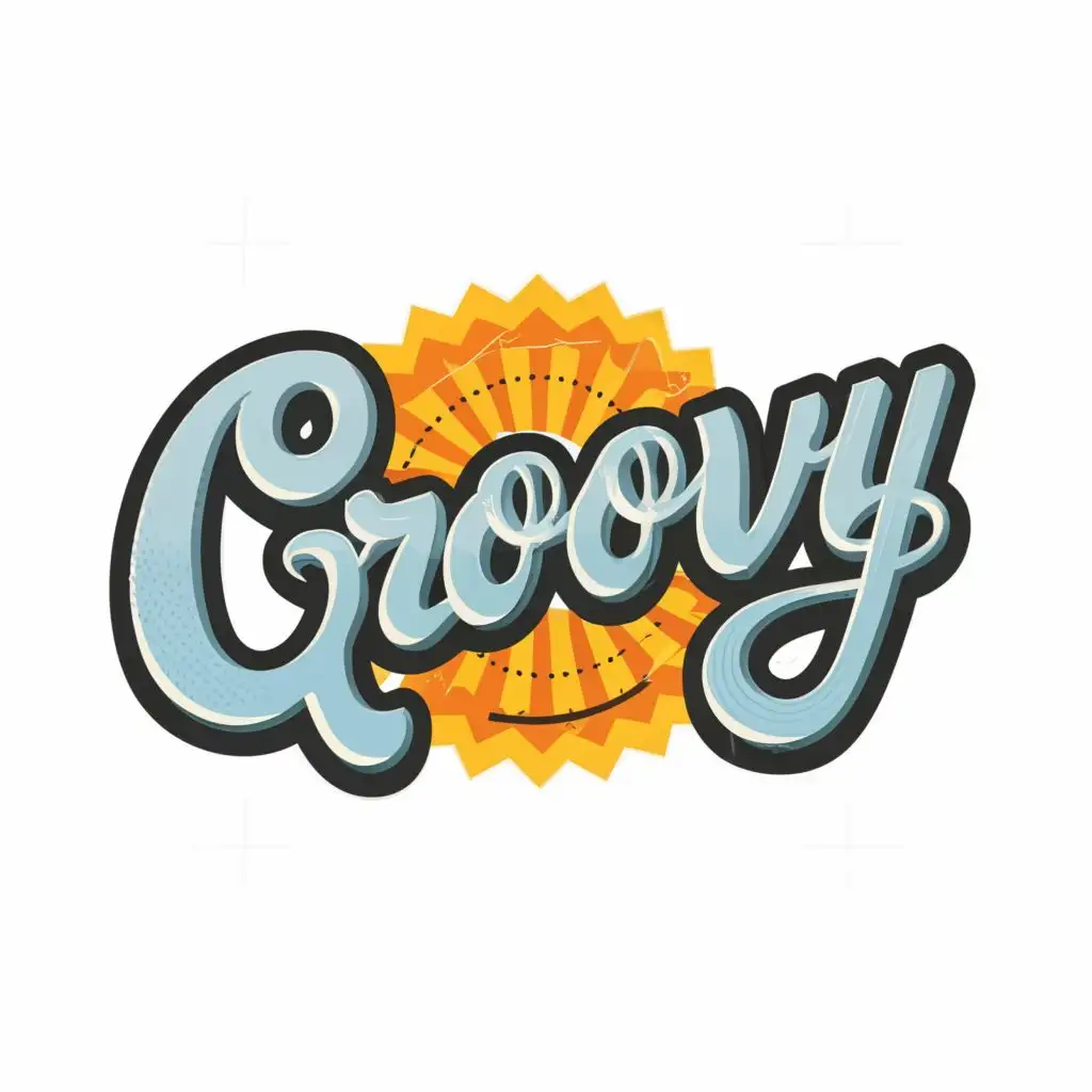 logo, create a logo vector t-shirt design with the text "Groovy"  typography   white background , no words, intricate detailed , clear white background, no words,    , Contour, Vector, White Background, no words, ultra Detailed image , ultra sharp narrow outlined image, no jagged edges, very vibrant neon colors, no watermark, with the text "Groovy "  typography, with the text ".", typography