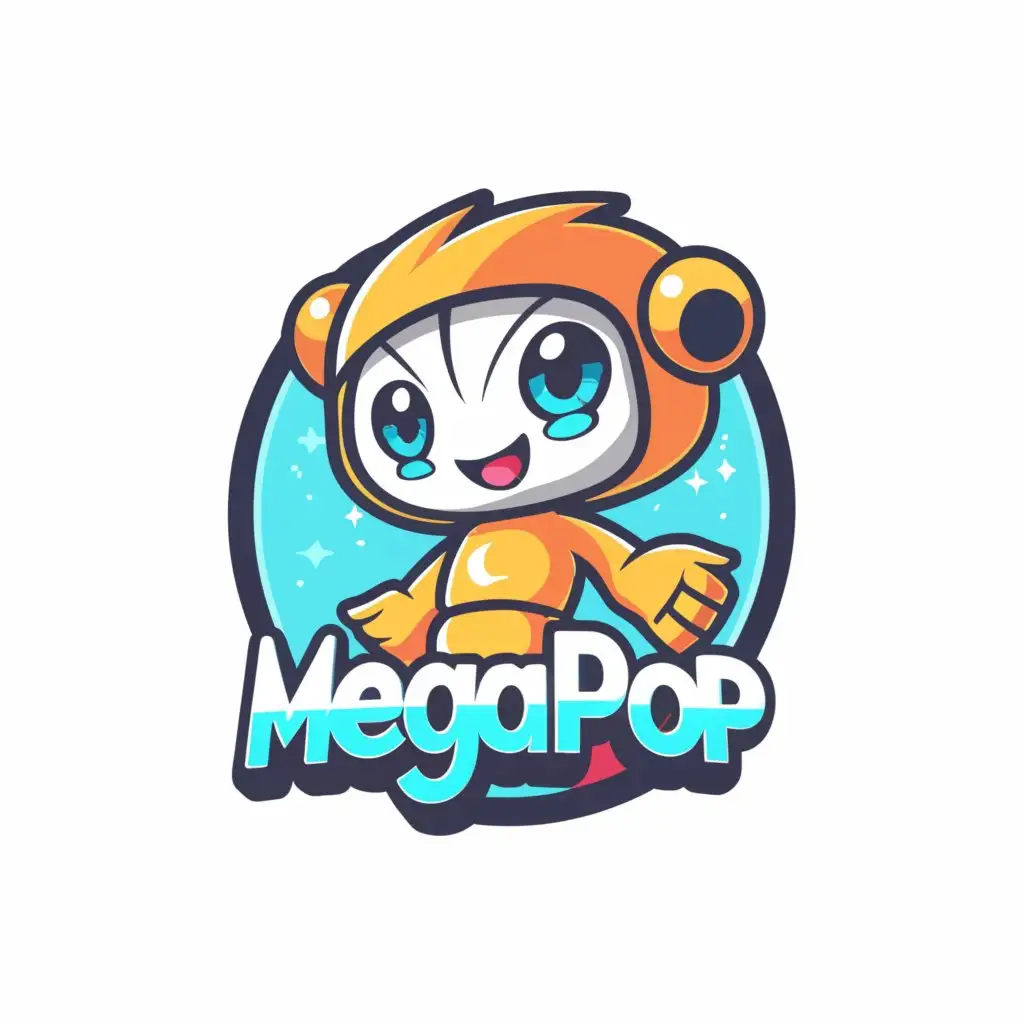 a logo design,with the text "MegaPOP", main symbol:NEED this logo mascot in anime character,Moderate,clear background