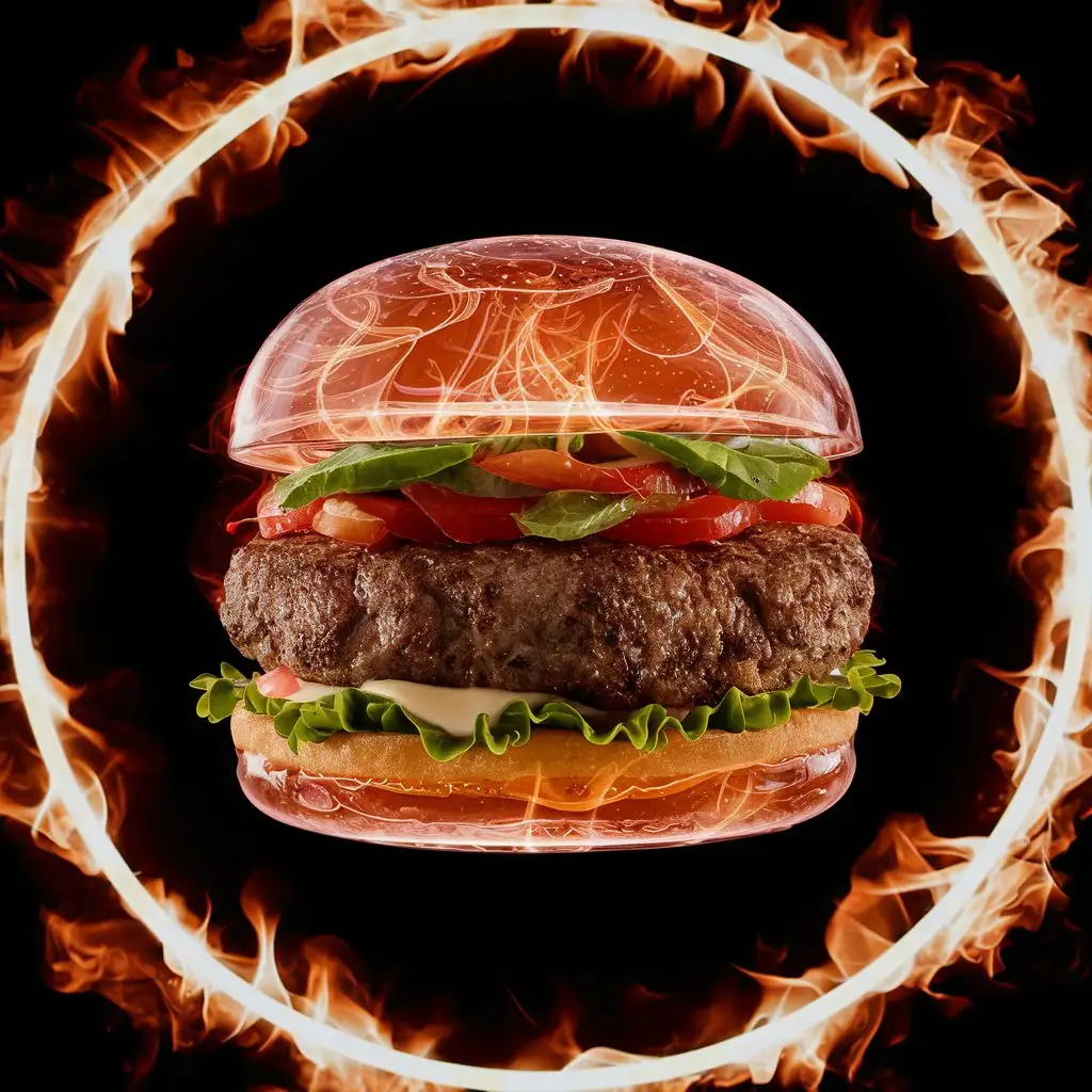 Beef Burger、transparent、glow、Flame Encirclement