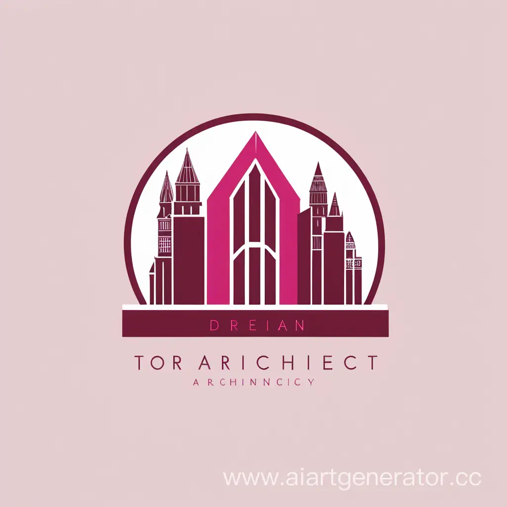 Логотип для архитектора, дизайнера, тёмно-красный, розовый