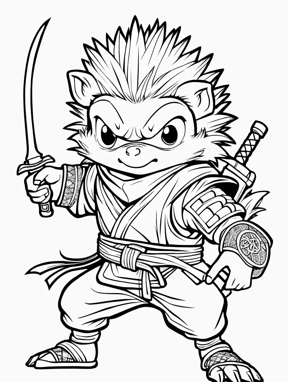 Adorable Ninja Hedgehog Coloring Page for Kids