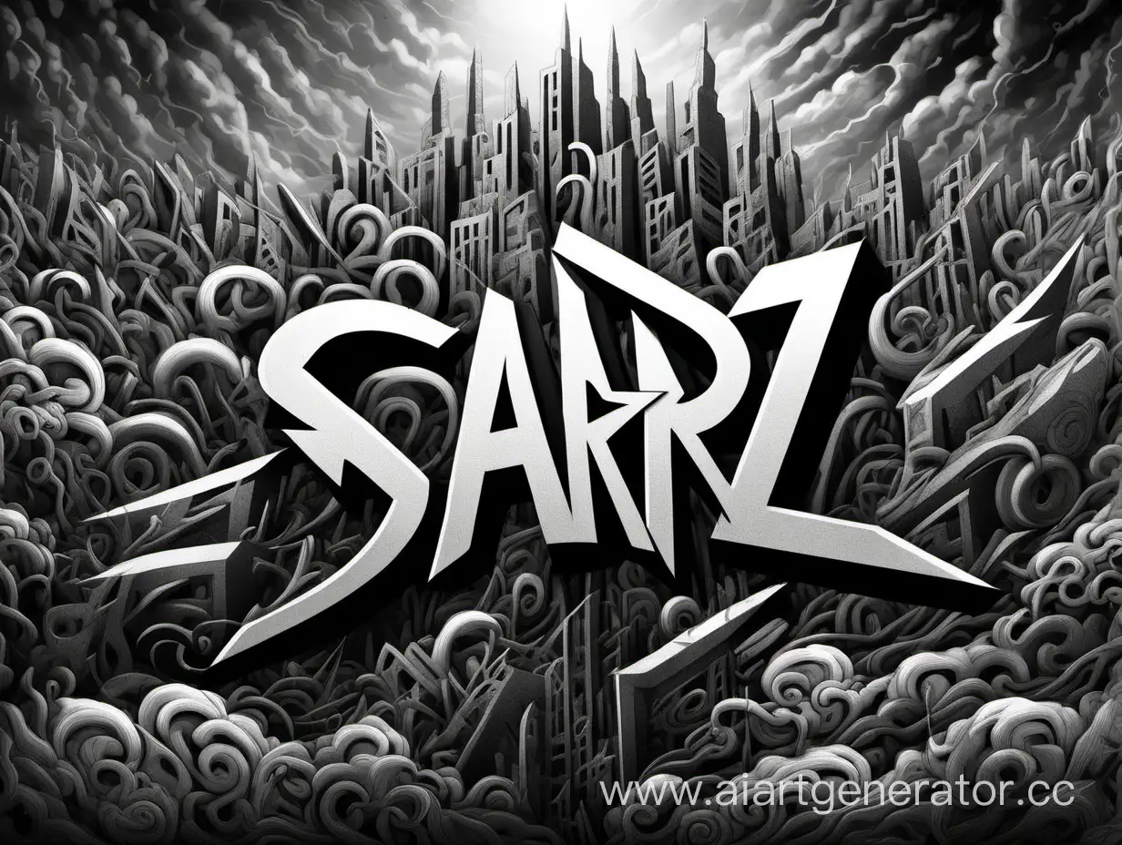 Надпись SARZ в чб стиле aggressive vibe 