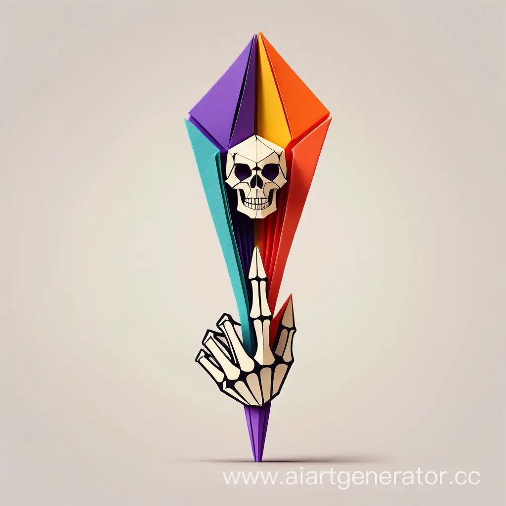 Origami-Skeleton-Needle-Finger-Logo-in-Three-Colors