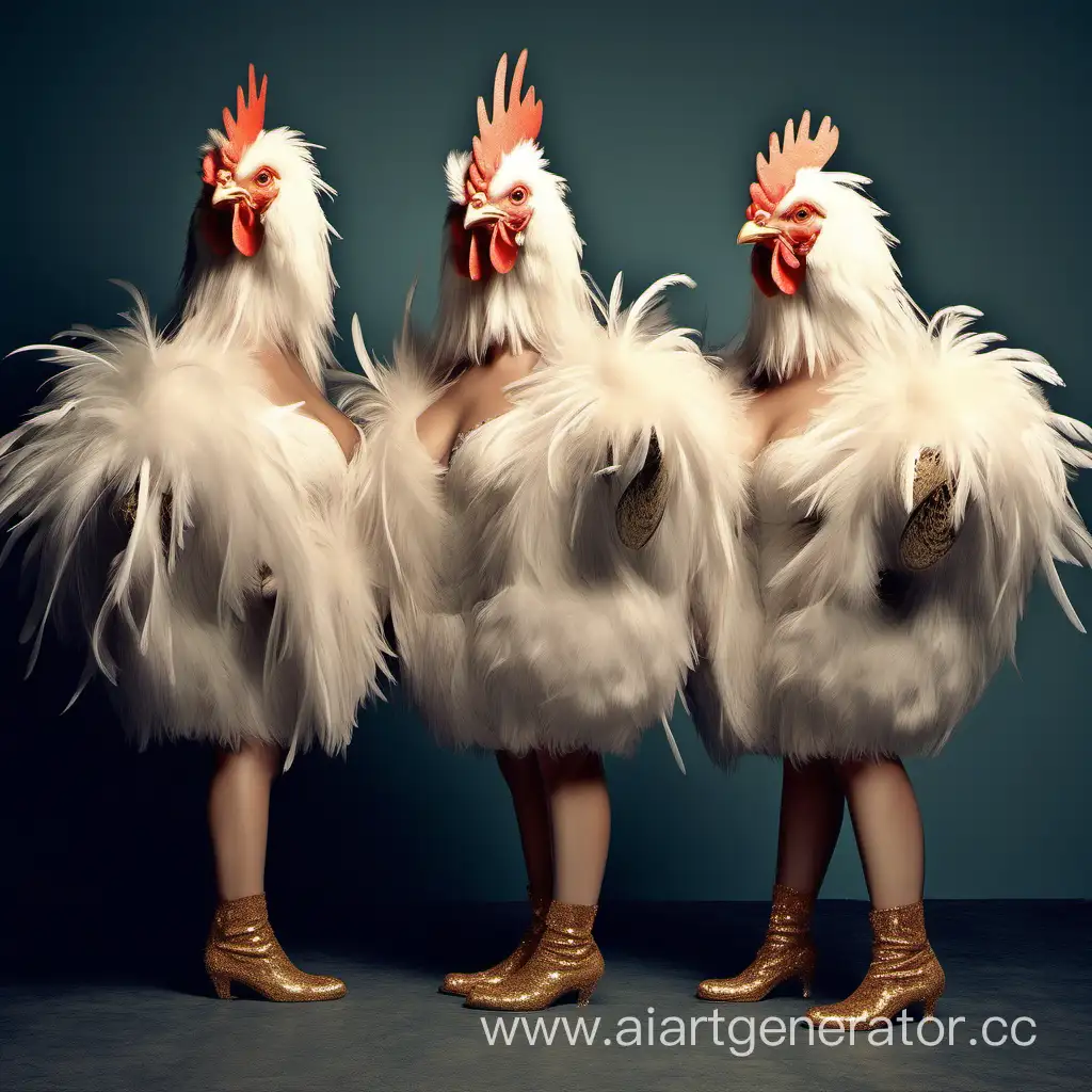 Glamorous-Chickens-with-Extravagant-Feathers-and-Striking-Presence