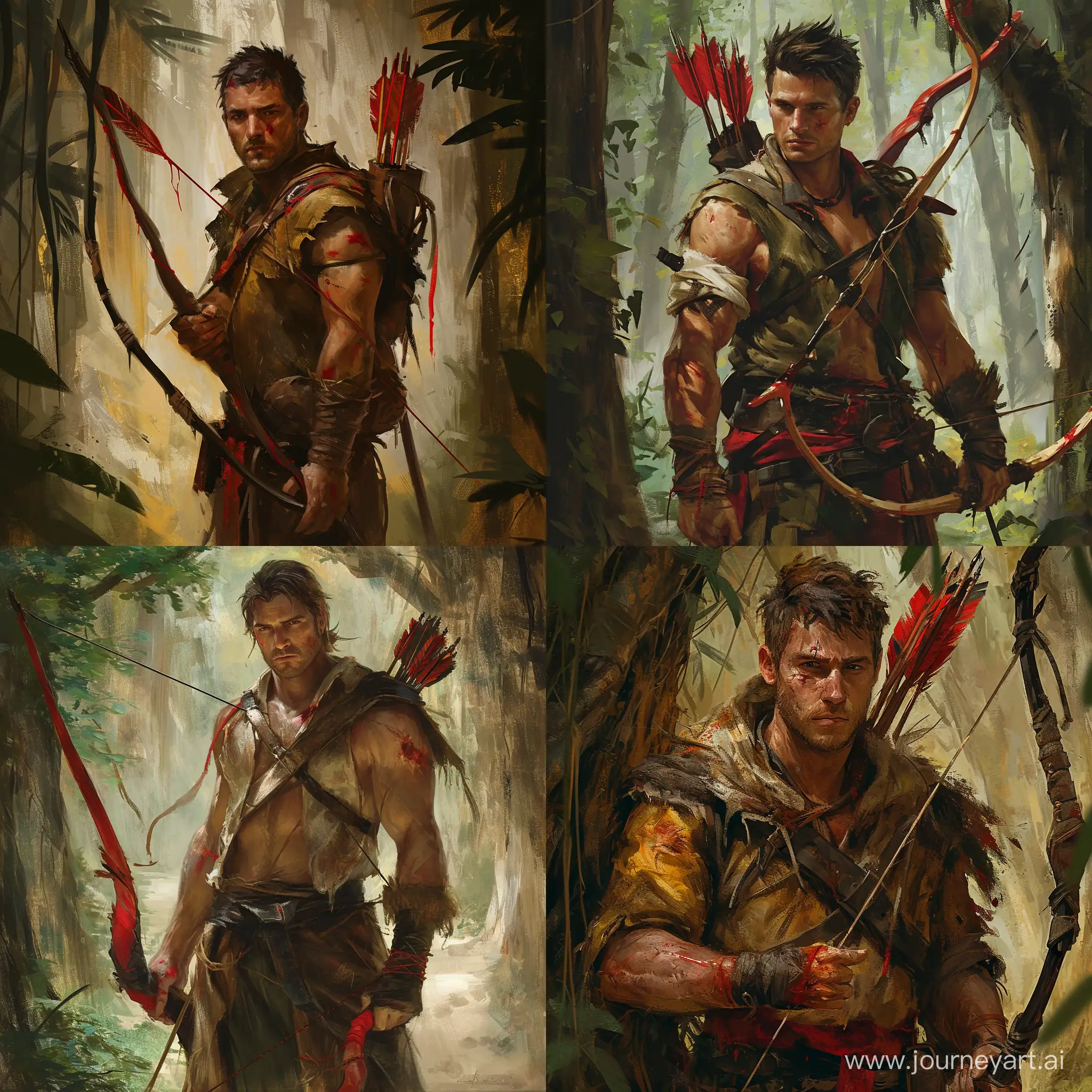 Forest-Dweller-with-Claw-Scar-Bow-and-Red-Quiver