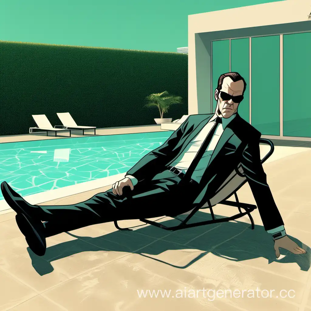 Agent Smith relaxing by the pool summer time