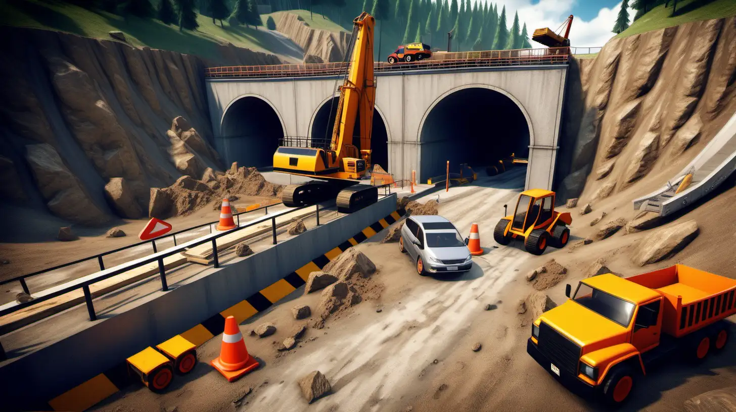 Explore a realistic open world with challenging roads and offroad tracks, discover the big city, (road construction, construction tunnel bridge with some machinery crane and excavator,