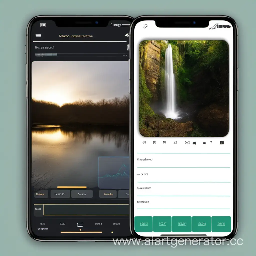 Интерфейс мобильного приложения с окном для простомотра видео-изображения и с окном с гистограммой