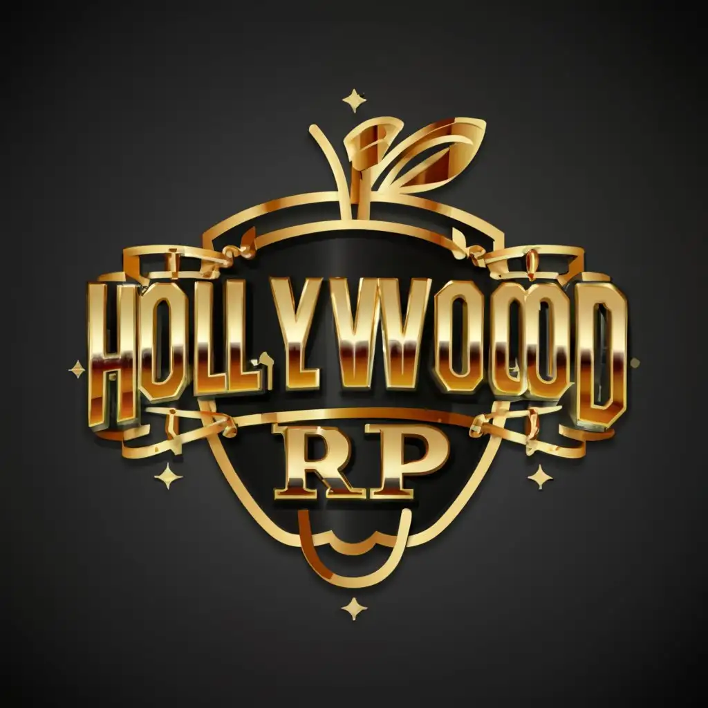 a logo design,with the text "HollyWood RP", main symbol:apple,Moderate,clear background