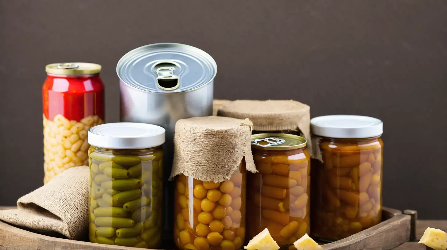 Colorful Canned Food Display with Variety of Preserved Goods