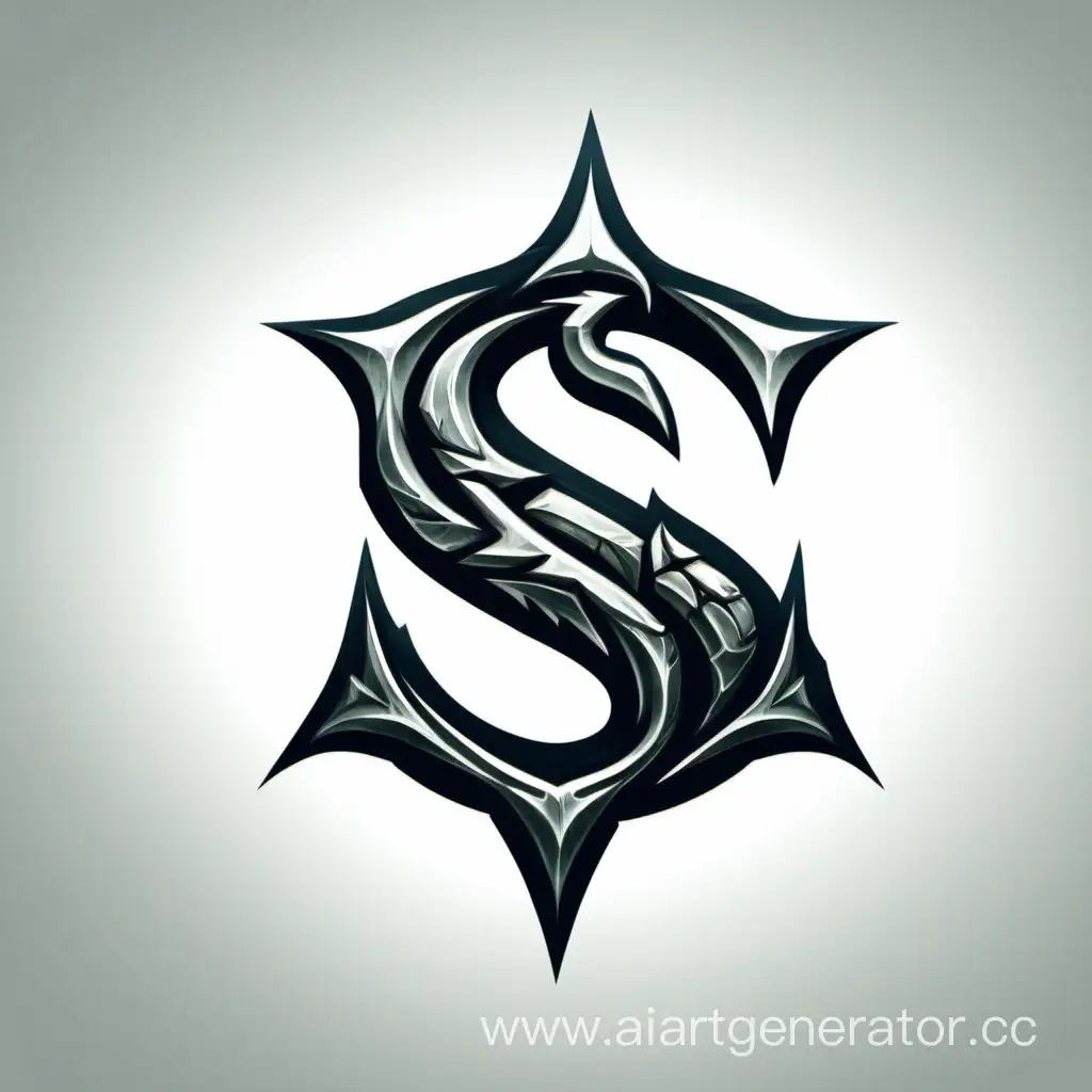 логотип из буквы S на белом фоне в стиле Skyrim