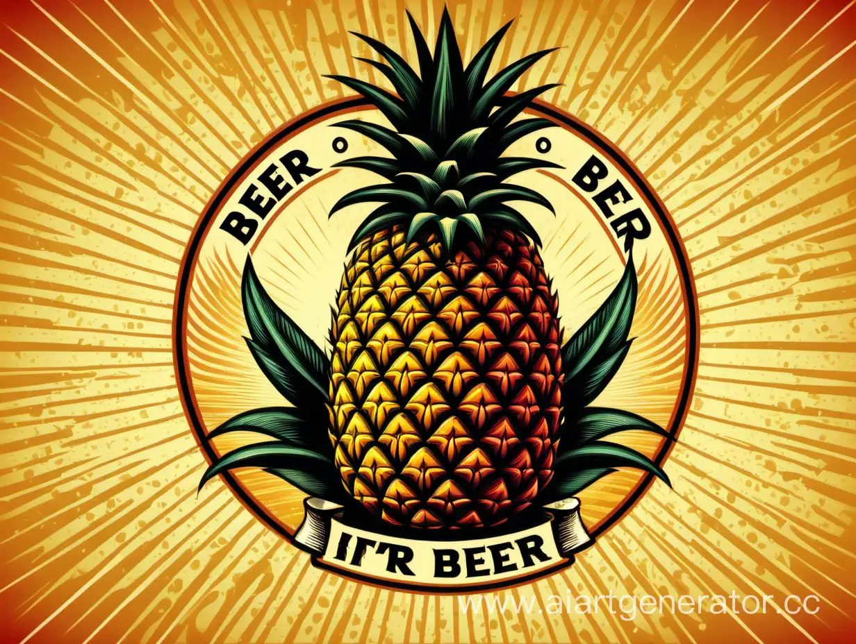 Retro-Style-Pineapple-Brightening-Beer-Label