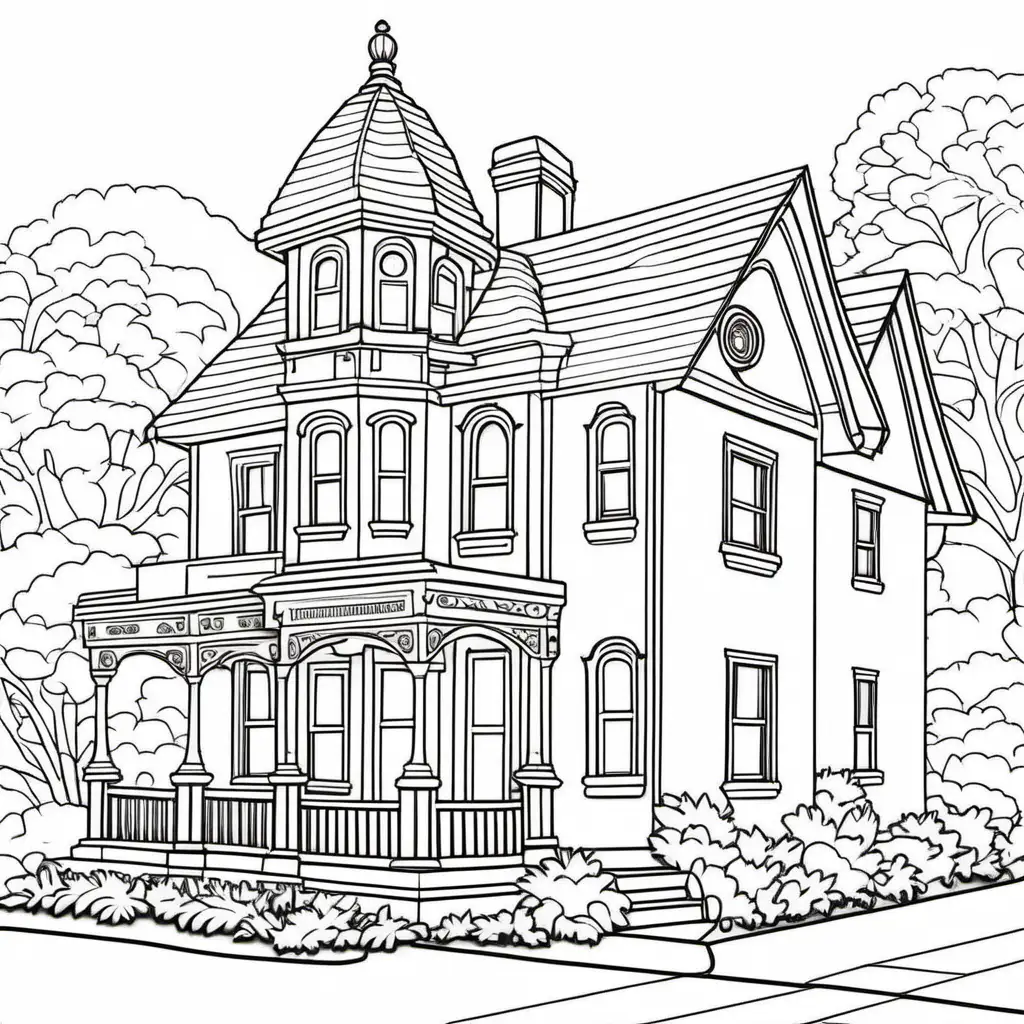 easy coloring page for kids, victorian era, white background, clean line art--HD