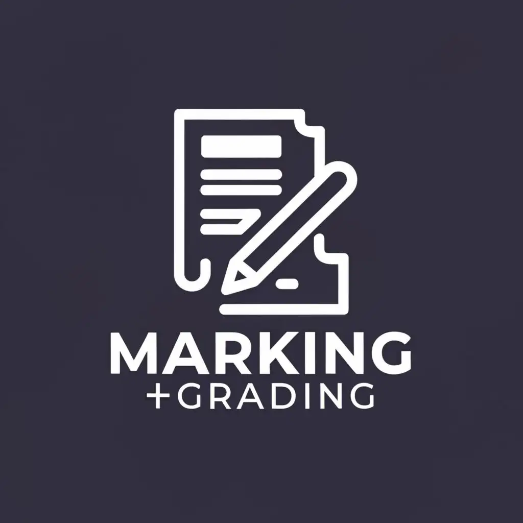 a logo design,with the text "Marking/grading", main symbol:paper, book,Moderate,be used in Technology industry,clear background