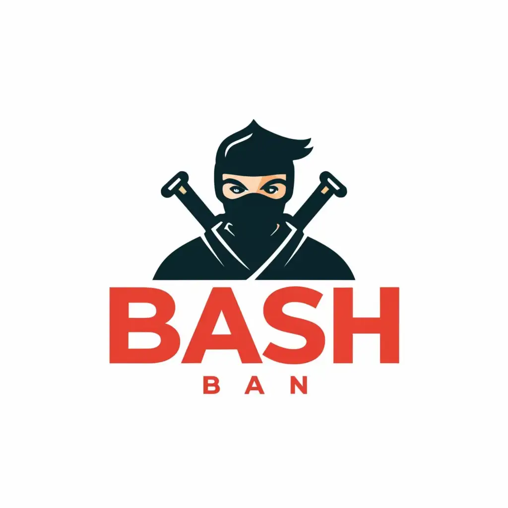 a logo design,with the text "bash", main symbol:ninja,Minimalistic,be used in Technology industry,clear background
