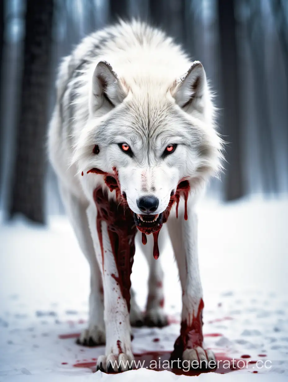 Majestic-White-Wolf-Stands-Proud-Amidst-Crimson-Snow