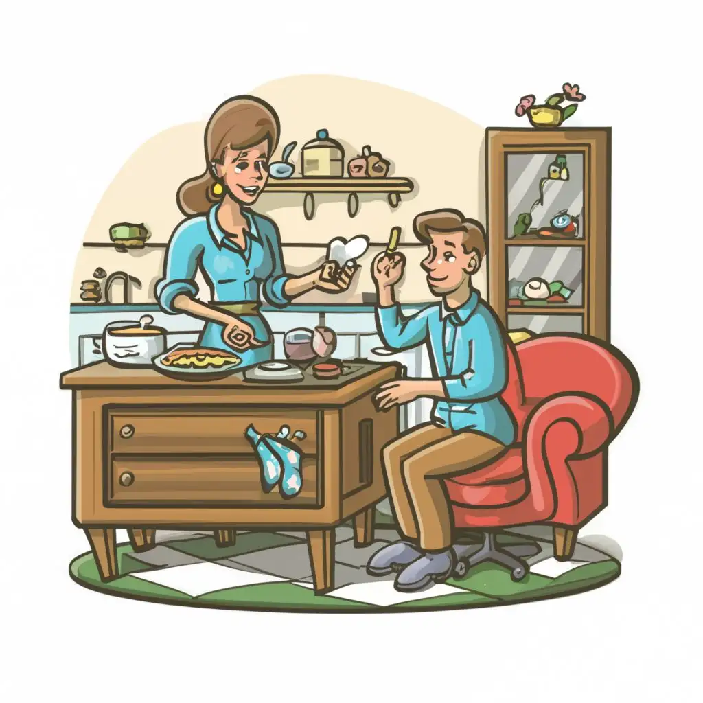 LOGO-Design-for-Homely-Delights-Classic-Comic-Art-of-Home-Cooking-Scene-with-Vibrant-Colors-and-Detailed-Illustrations