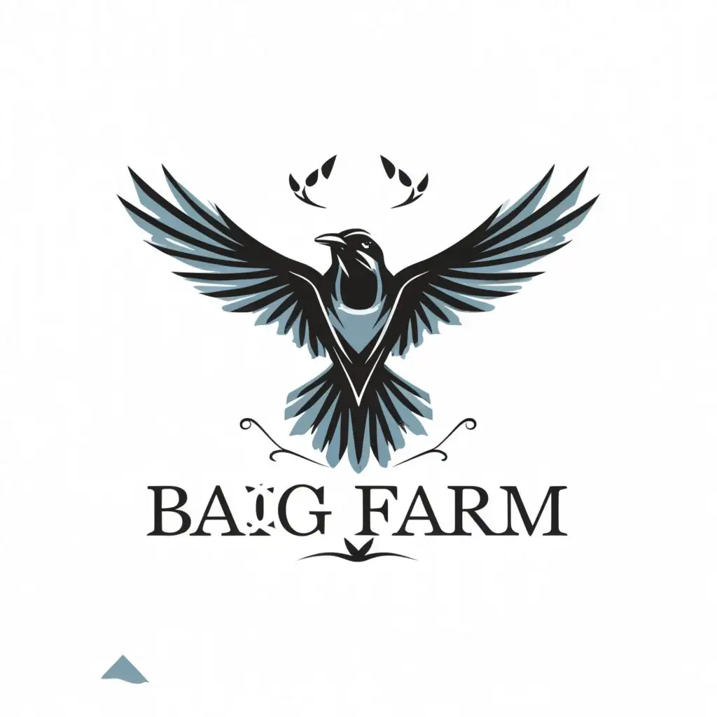 a logo design,with the text "BAIG FARM", main symbol:A magpie,complex,clear background