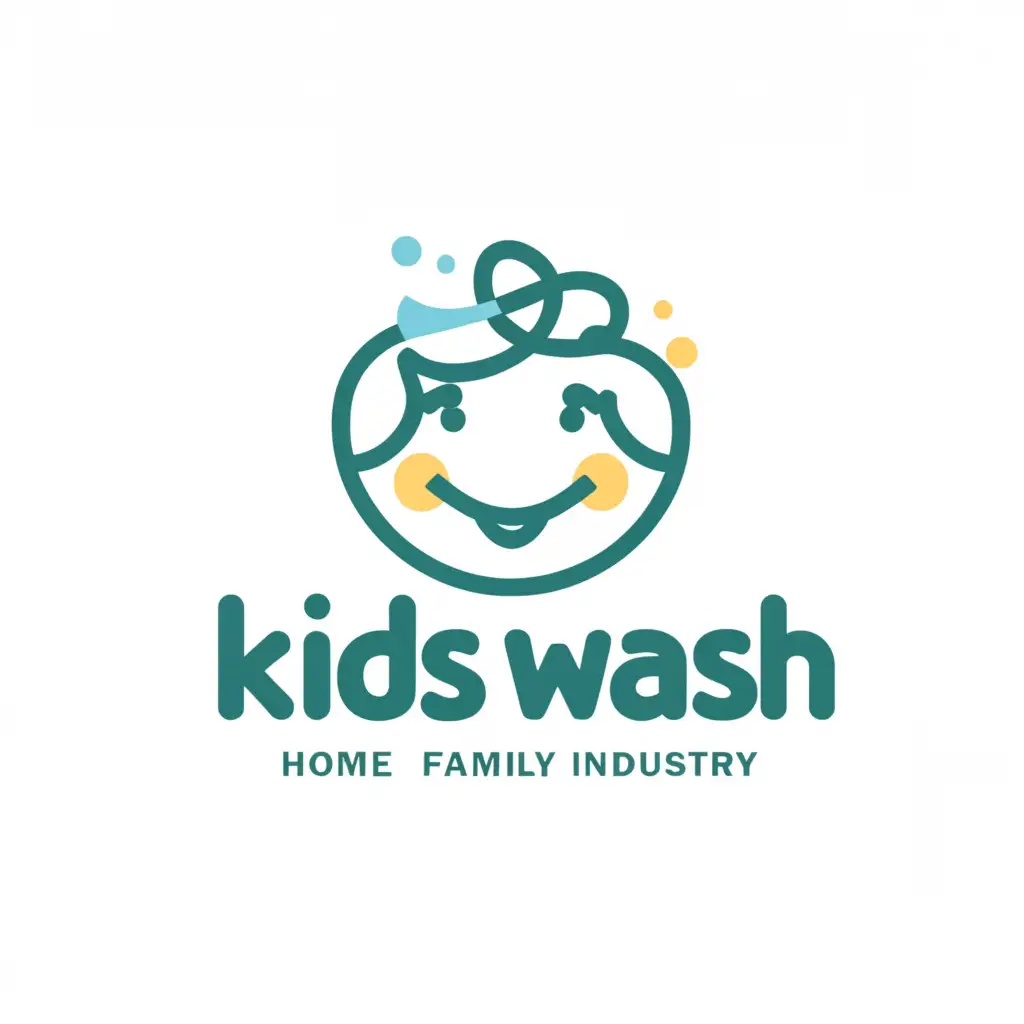 a logo design,with the text "Kids wash ", main symbol:a Kid symbol,Moderate,be used in Home Family industry,clear background