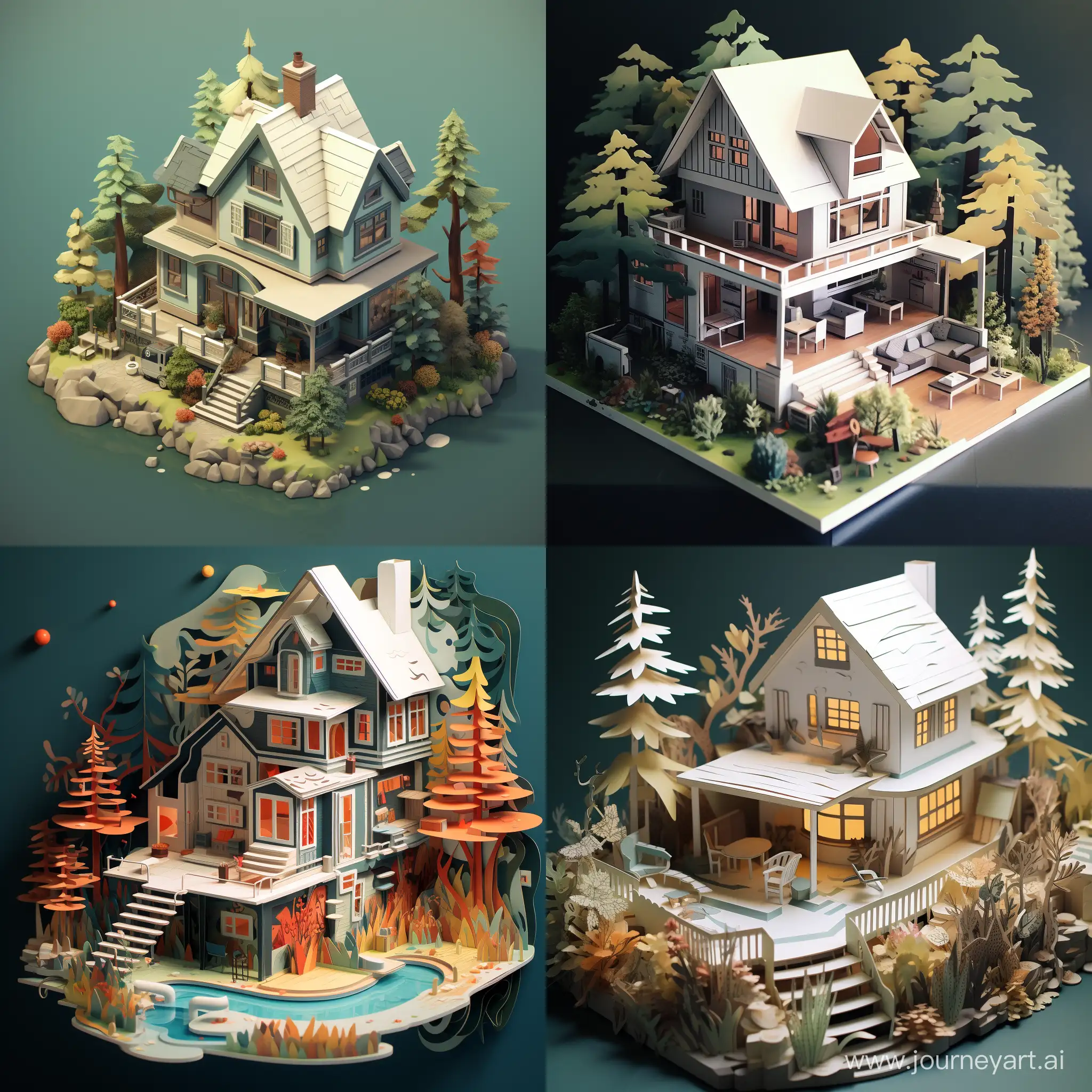Isometric-Paper-Art-of-a-Modern-Cottage
