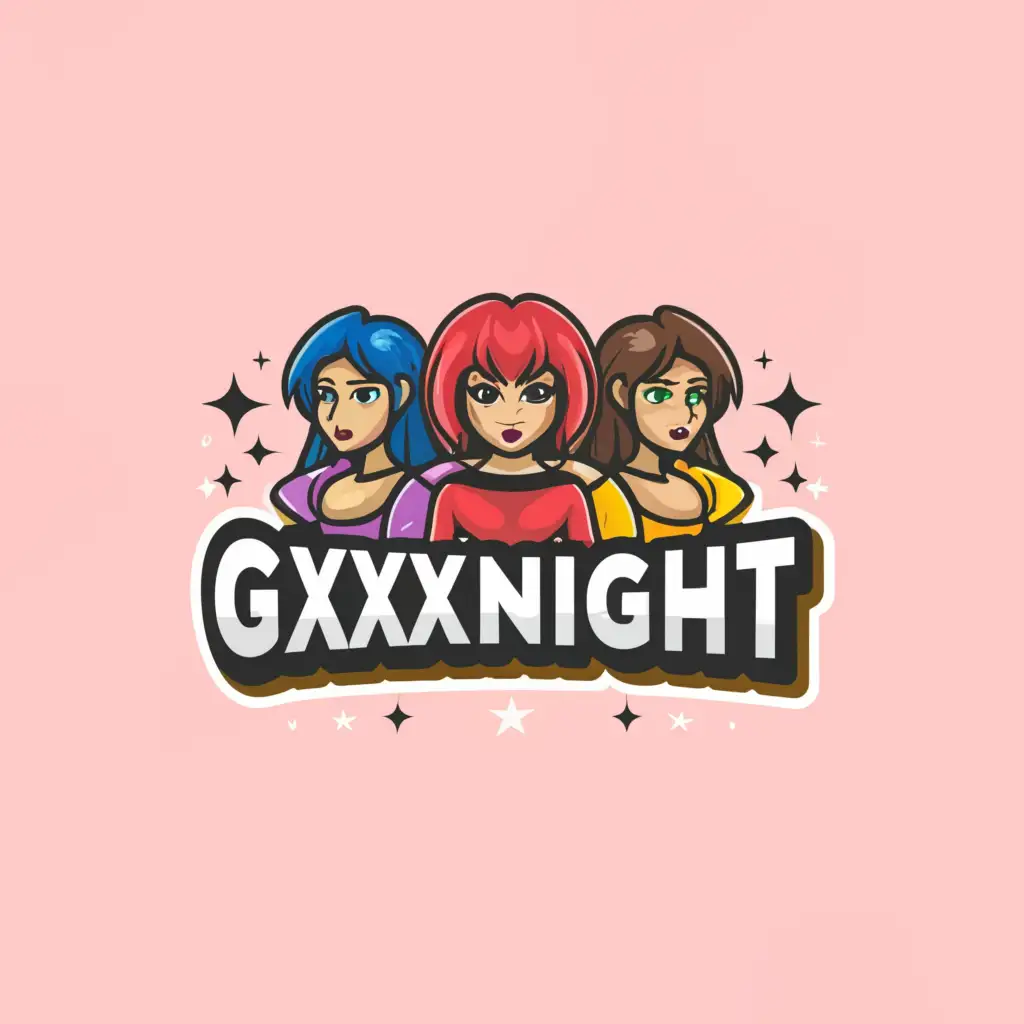 a logo design,with the text "gxxxnight", main symbol:show girls,Moderate,clear background