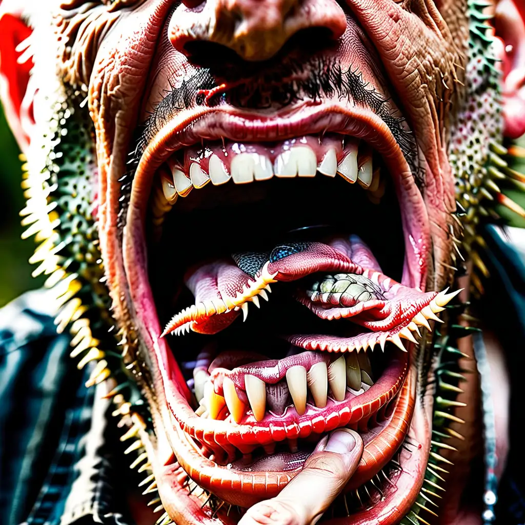 Unique Man with Enormous Spiky Tongue