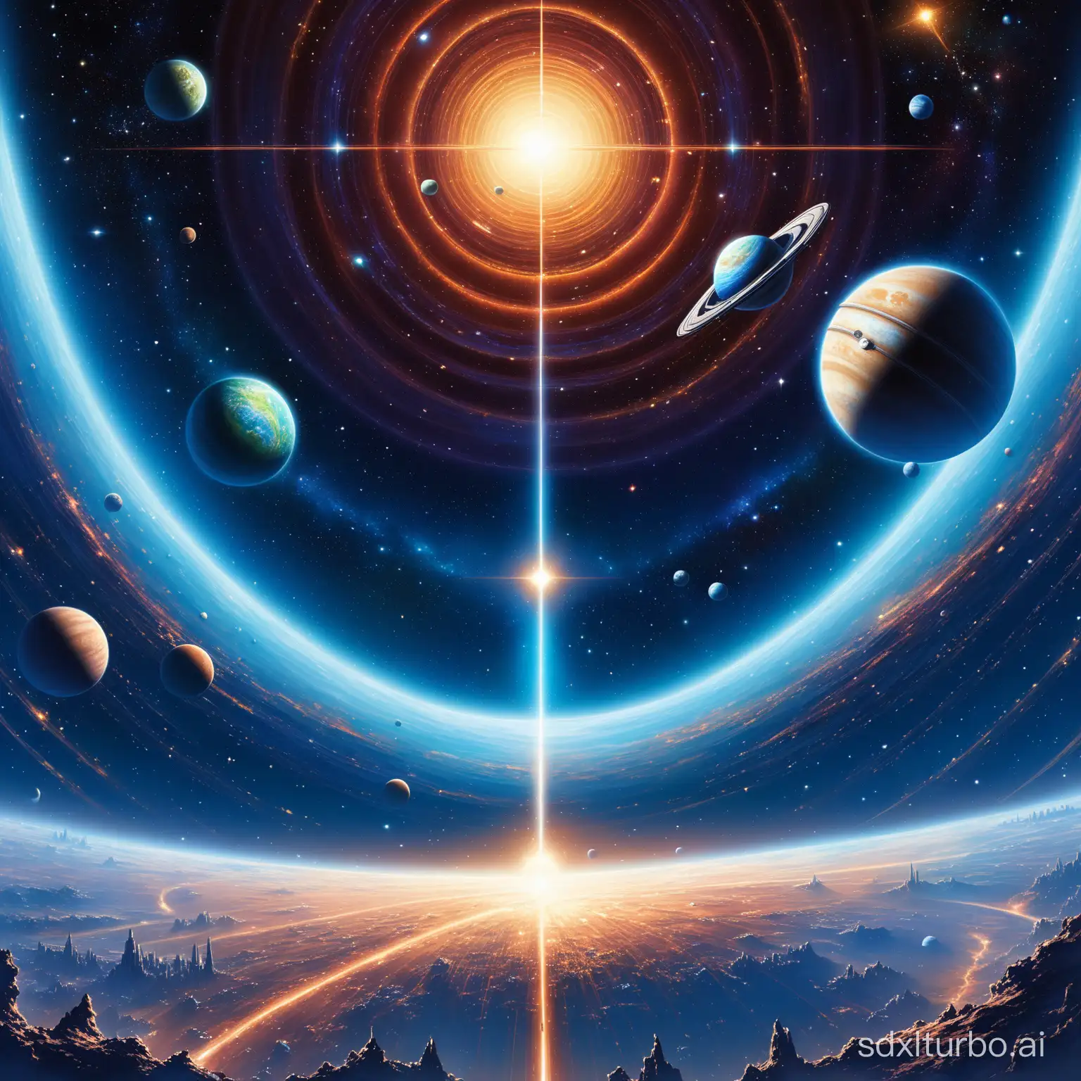 Interstellar-Exploration-Cities-Amid-Cosmic-Chaos