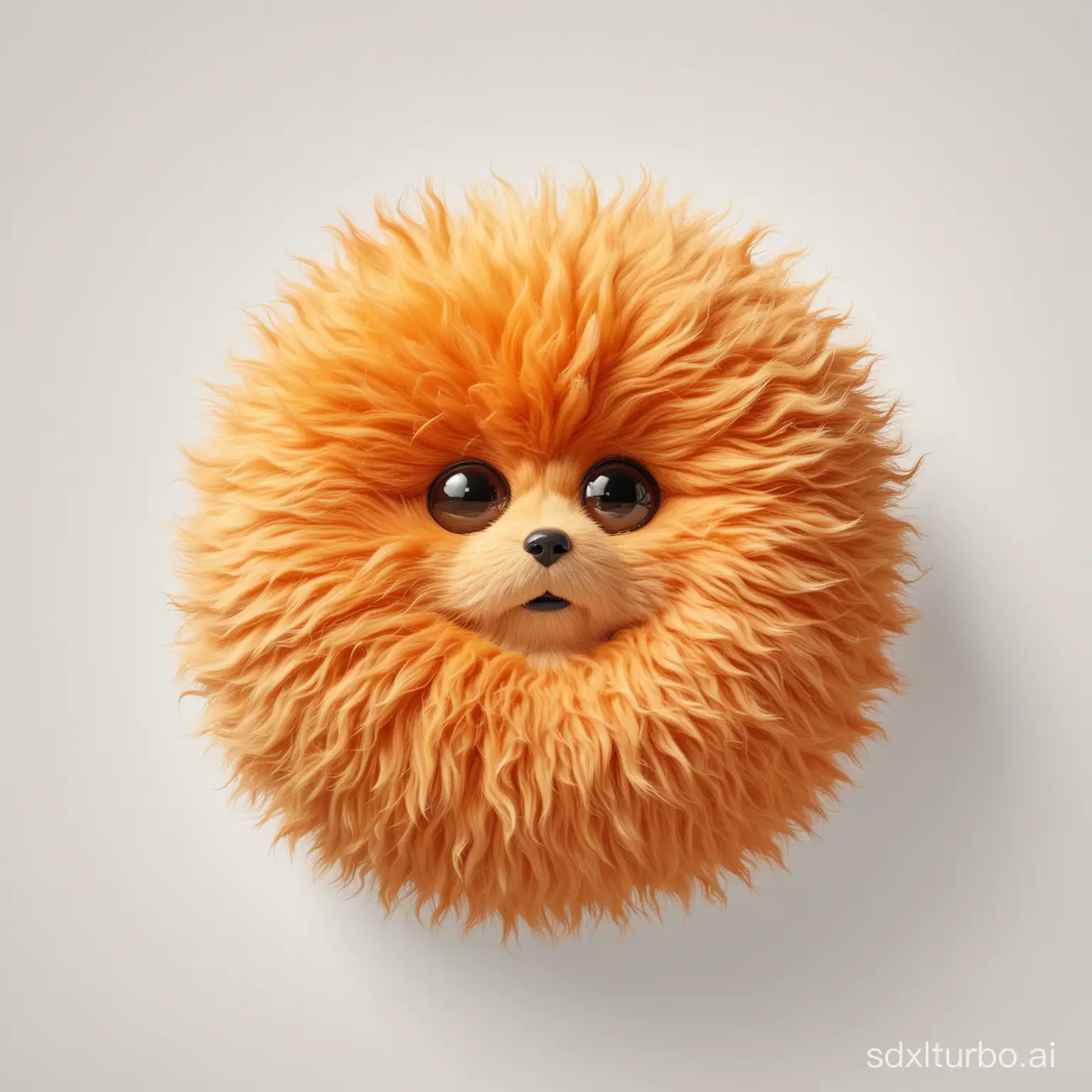 Furry material, 3D icons, masterpiece, top view, (orange, fluffy, furry, 3D art: 1.4), solo, (placed on a pure white background: 1.3), light and shadow, studio lighting, close-up, depth of field, minimalism, high quality, high detail, Sony FE universal, ultra-high definition, concept product,